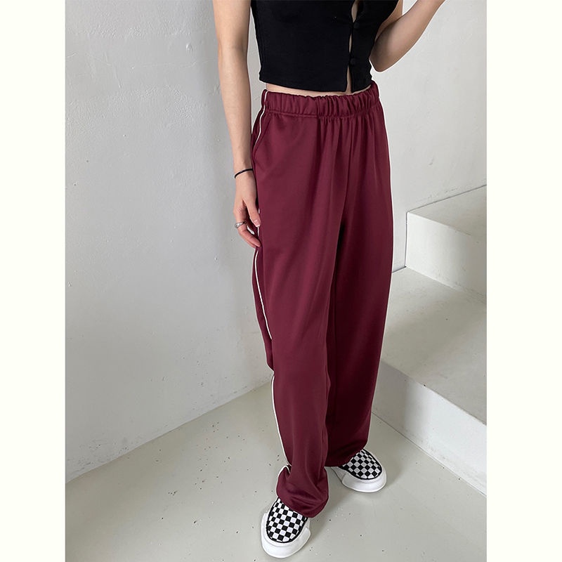 Quần Dài Thể Thao Dáng Rộng Vải Mỏng Phong Cách Retro Giản Dị Dành Cho Nữ