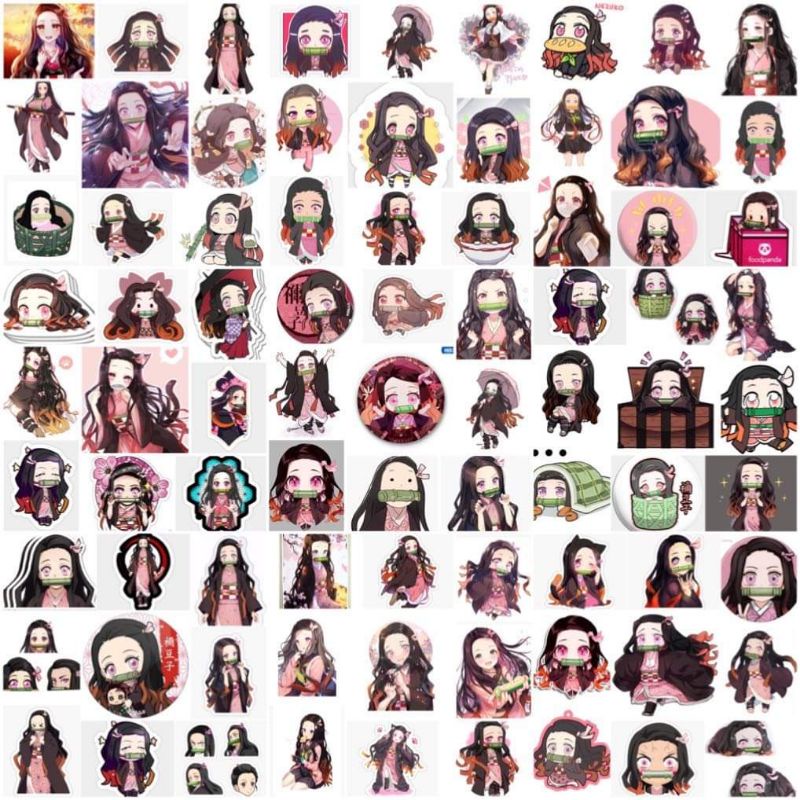 10-50 hình dán Stickers Nezuko Kamado Kimetsu No Yaiba decal