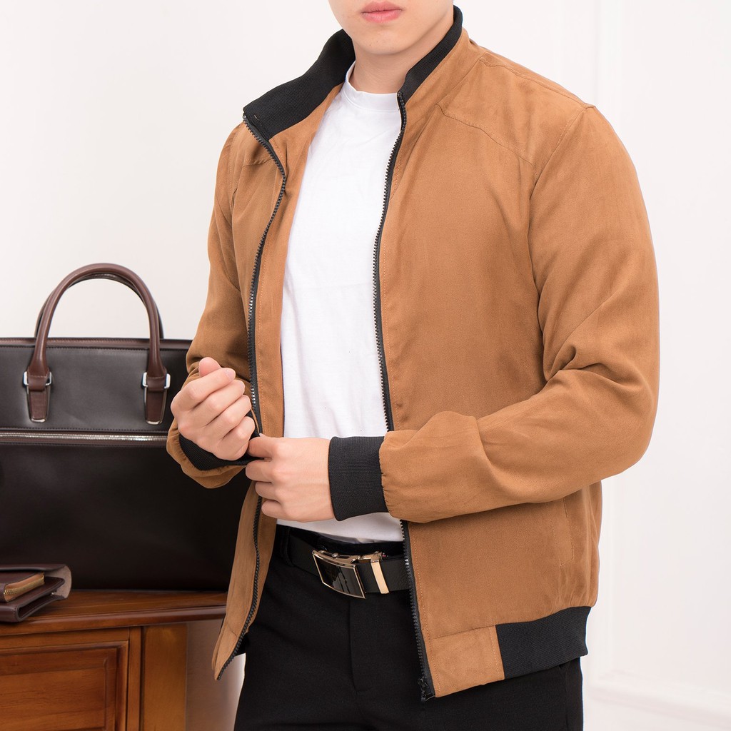 Áo Khoác Nam Bomber Da Lộn Dáng Ôm Hàng Thu Đông Cao Cấp