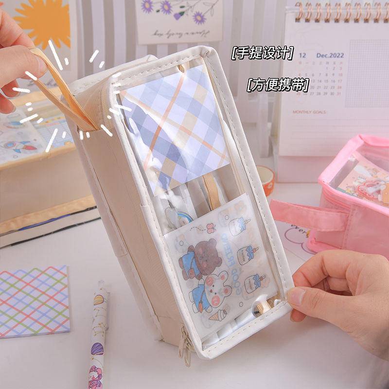 ⭐ iLado ⭐  Túi đựng bút trong suốt cute túi nilong/PVC túi zip nhỏ hộp vải đựng đồ Hộp đựng hộp bút hologram bút cute bọc zip tiểu an văn phòng phẩm Đa Dụng túi đựng đồ dùng cá nhân hình