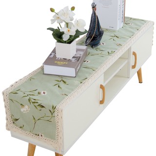 KHĂN TRẢI BÀN RUNNER LAN DECOR TBR426 HỌA TIẾT HOA DÂY VẢI XANH NHẠT