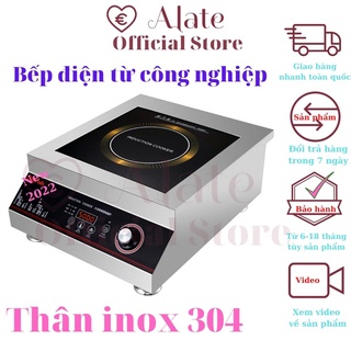 Bếp điện từ công nghiệp 5000w, thân inox 304, dây dẫn điện và đĩa từ bằng đổng, bảo hành 12 tháng Alate store