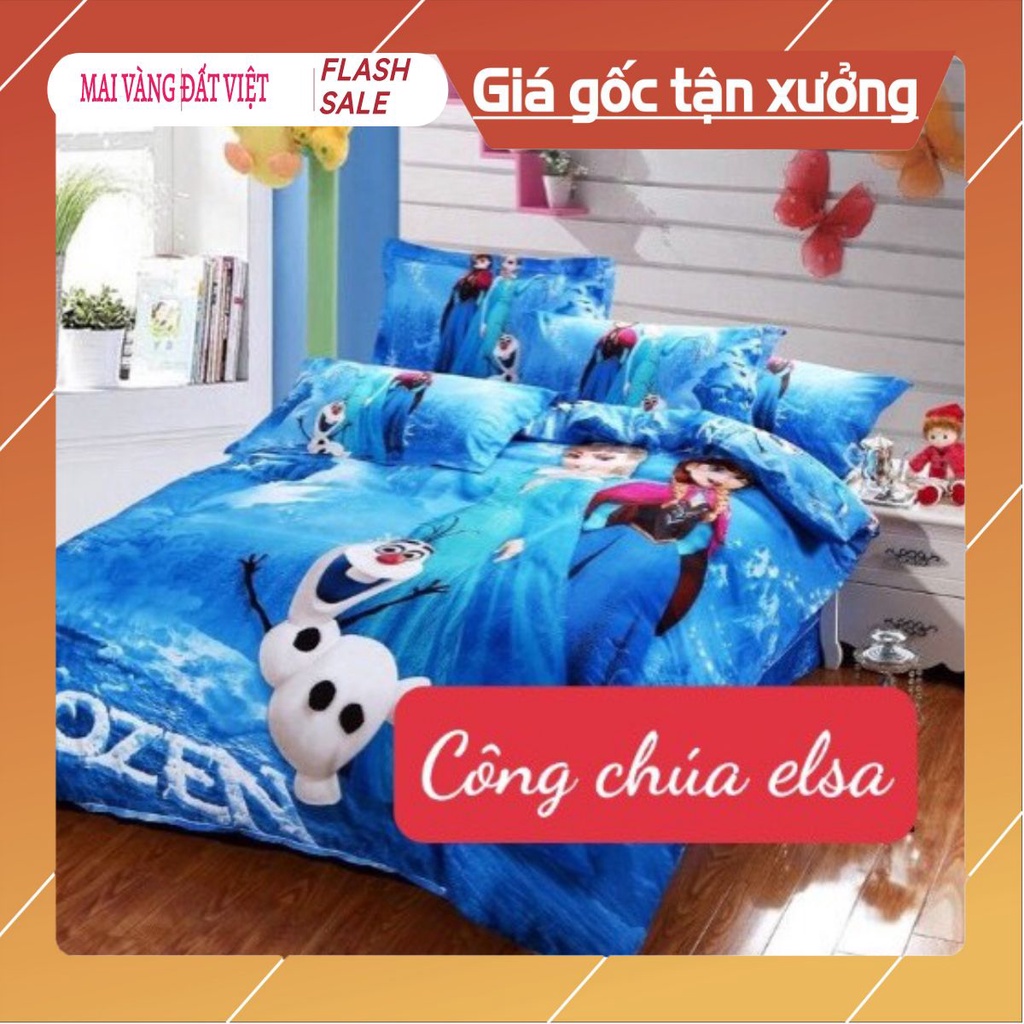 [Free ship-Giá rẻ nhất]Bộ ga gối poly 1M8X2M dây hoa 5 cánh nền xanh | BigBuy360 - bigbuy360.vn
