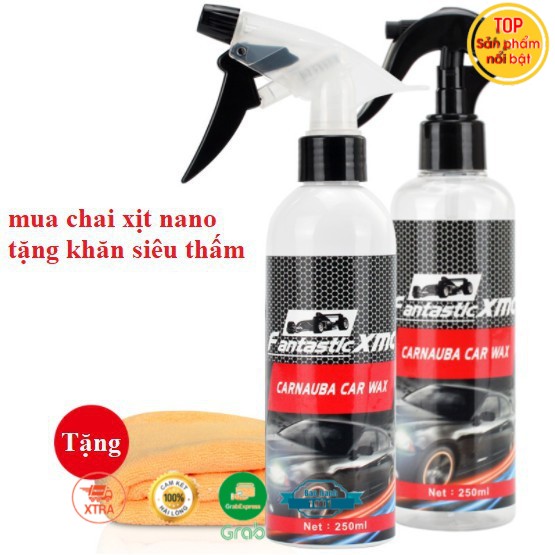 Bình Xịt Phủ Nano Ô tô - Dung Dịch Phủ Nano Kính Ô tô Chống Nước, chống xước + tặng ngay khăn lau thấm nước