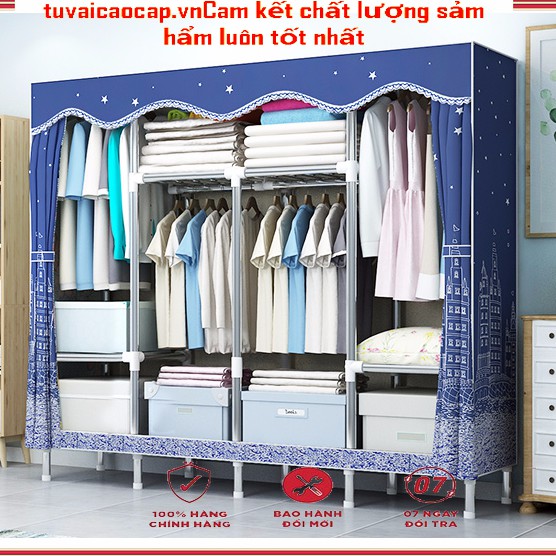 Tủ vải khung gỗ 4 buồng loại 1 TỐT NHẤT TRONG TẦM GIÁ