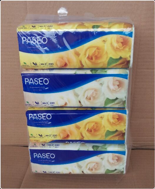 Combo 4 gói khăn giấy thếp Paseo 220 tờ