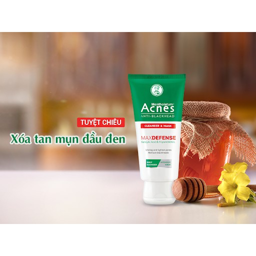 Kem rửa mặt và mặt nạ ngăn ngừa mụn đầu đen Acnes Anti Blackhead 100g