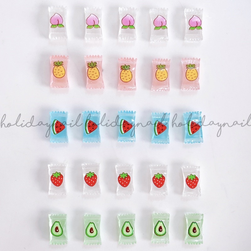 HOLIDAYNAIL Set 20 charm kẹo hình trái cây mix màu