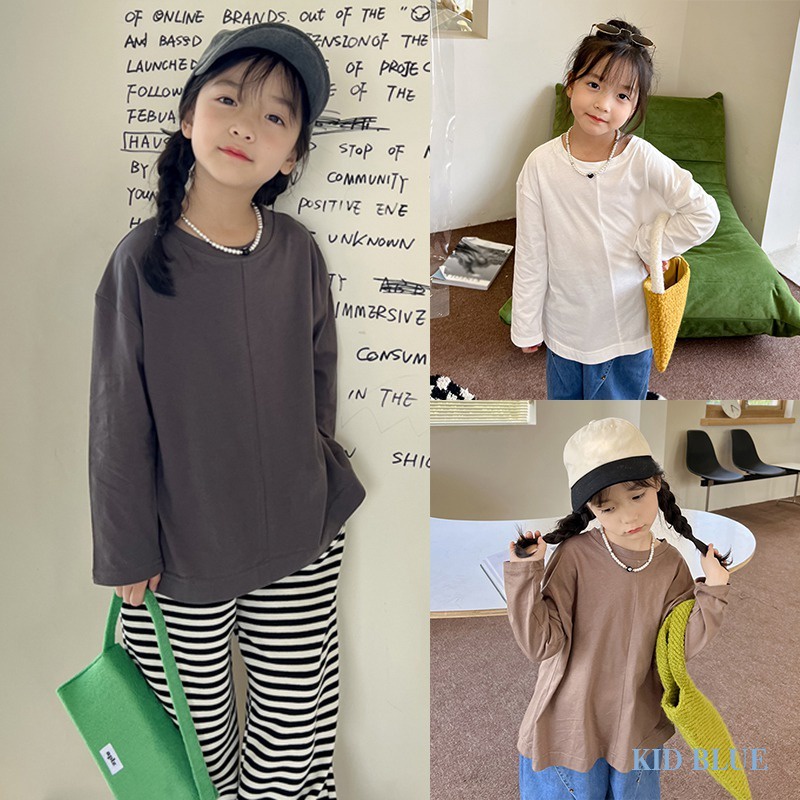 Áo Thun Tay Dài Cổ Tròn Màu Trơn Thiết Kế Xẻ Lưng Độc Đáo Thời Trang Xuân Thu Phong Cách Hàn Quốc Cho Nữ