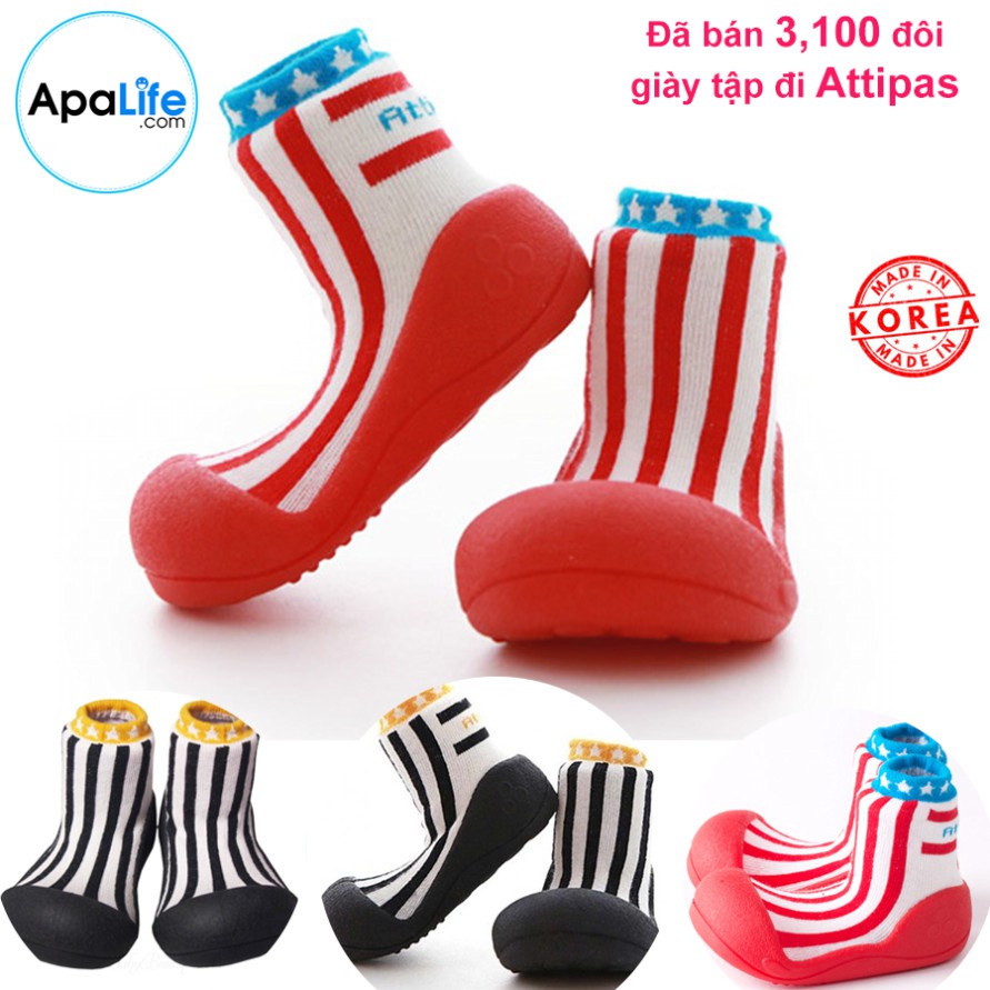 Giày tập đi Attipas Little Star - Red/Black nhập Hàn Quốc - cho bé trai /bé gái từ 3 - 24 tháng: đế mềm & chống trượt