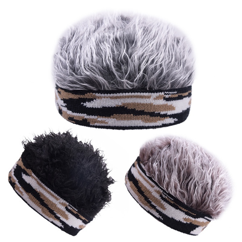Mũ beanie kèm tóc giả ngắn thoáng khí mềm mại cho nam
