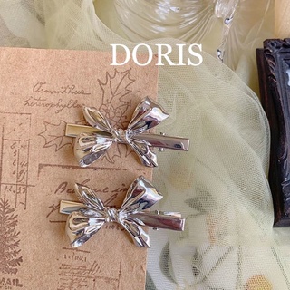 Kẹp tóc cặp tóc nơ bạc Doris Accessories