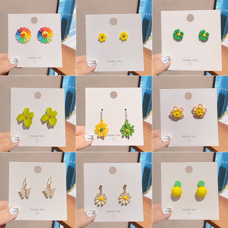 Korean fashion shiny flower earrings