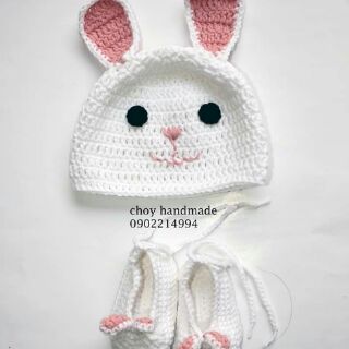 Nón và giày len hình thú dễ thương cho bé