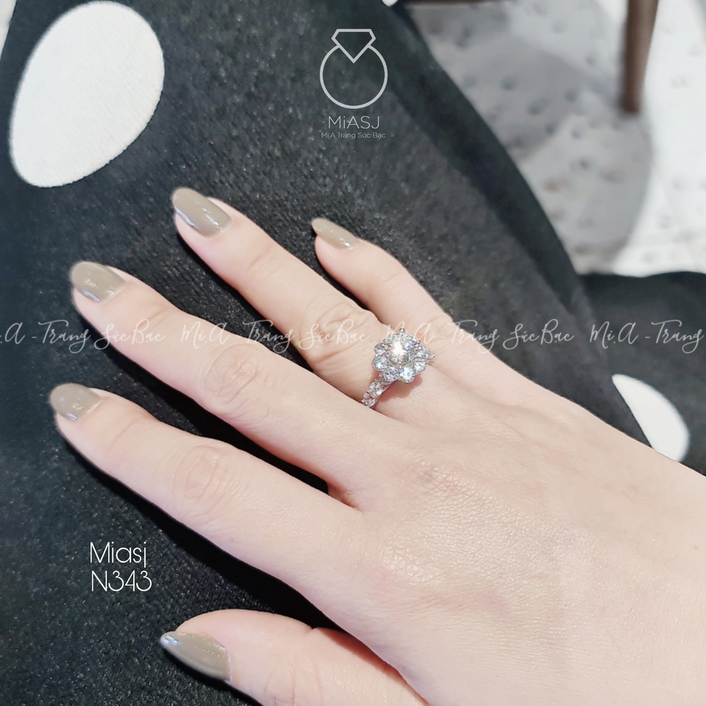 Nhẫn nữ bạc Ý S925 nạm đá xoàng 2 tầng cao cấp MiASJ N343 sang trọng