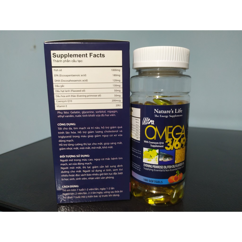 Dầu Cá Omega 369 Hộp 100 viên - Bổ Não, Tăng Cường Thị Lực, Giảm Nguy Cơ Mắc Bệnh Tim Mạch