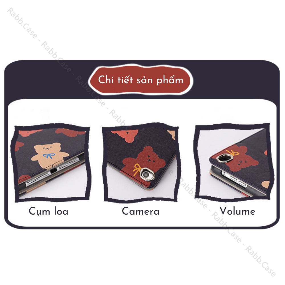 Ốp lưng iPad nắp gập hình Gấu, Khủng long, Hoa cho Gen 5,6,7,8,9, Air 1,2,3,4,5, Pro 11&quot;/10.5&quot;, có đế Silicon mềm bảo vệ