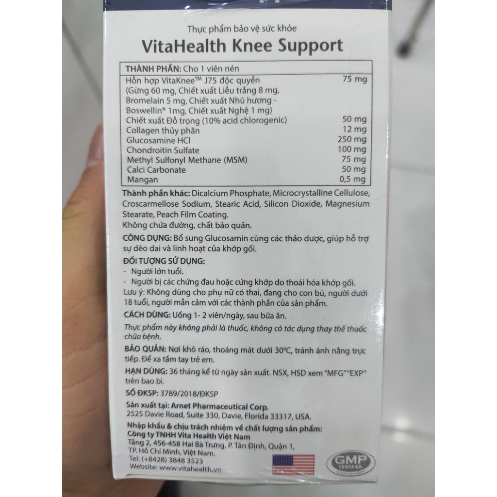 Thực Phẩm Chức Năng Viên Uống Hỗ Trợ Khớp Gối Vitahealth Knee Support - Hộp 60 Viên 0305130