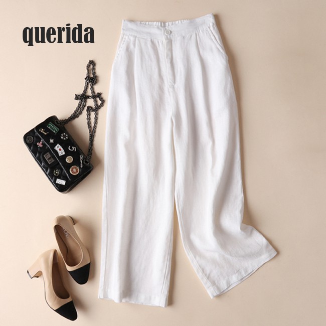 Quần Cotton Linen Ống Rộng Trơn Màu Xinh Xắn Dành Cho Nữ | BigBuy360 - bigbuy360.vn