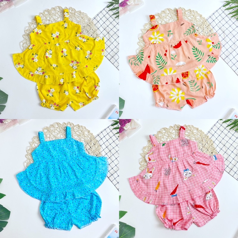 [Giao mẫu ngẫu nhiên] Đồ bộ tôn (tole - lanh) mềm, mịn, mát cho bé gái 4-9kg