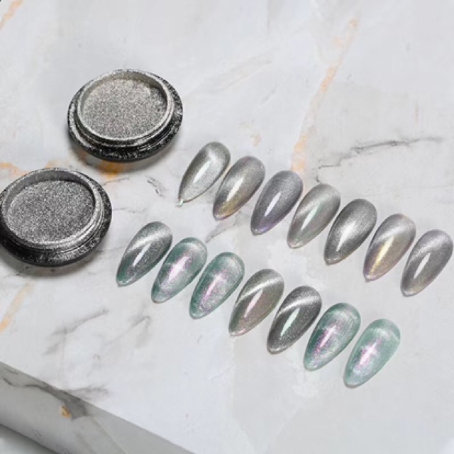 Bột trang gương mắt mèo kim cương trang trí nail