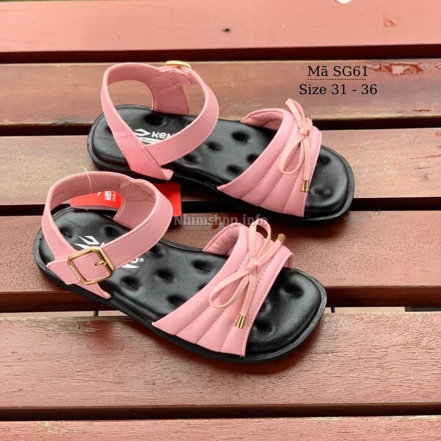 Sandal dép quai hậu bé gái Kento gắn nơ màu hồng duyên dáng và dễ thương cho trẻ em nữ 6 7 8 9 10 11 12 tuổi đi học SG61