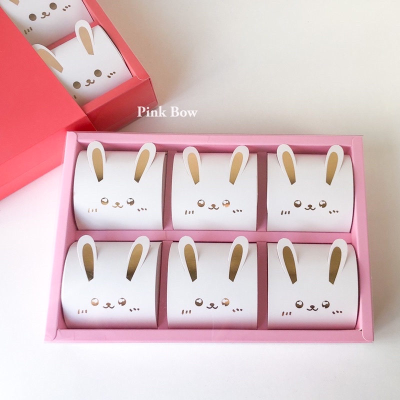 Hộp đựng bánh 6 ngăn có tay cầm màu HỒNG/ĐỎ 29x20x6cm