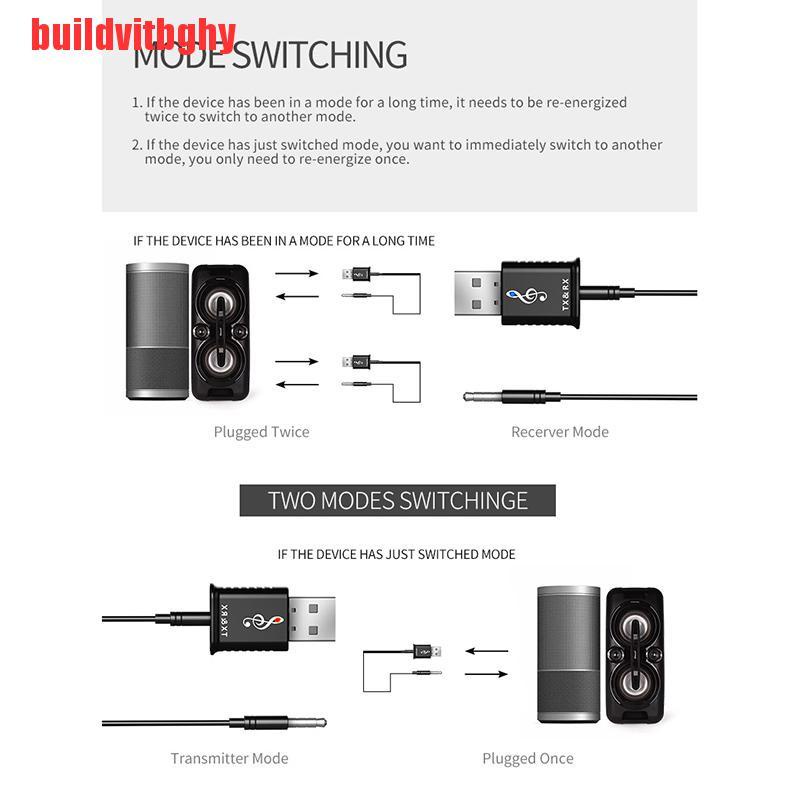 {buildvitbghy}2 IN 1 Bluetooth 5.0 Audio Receiver USB Adapter For TV PC Car AUX Speaker OSE