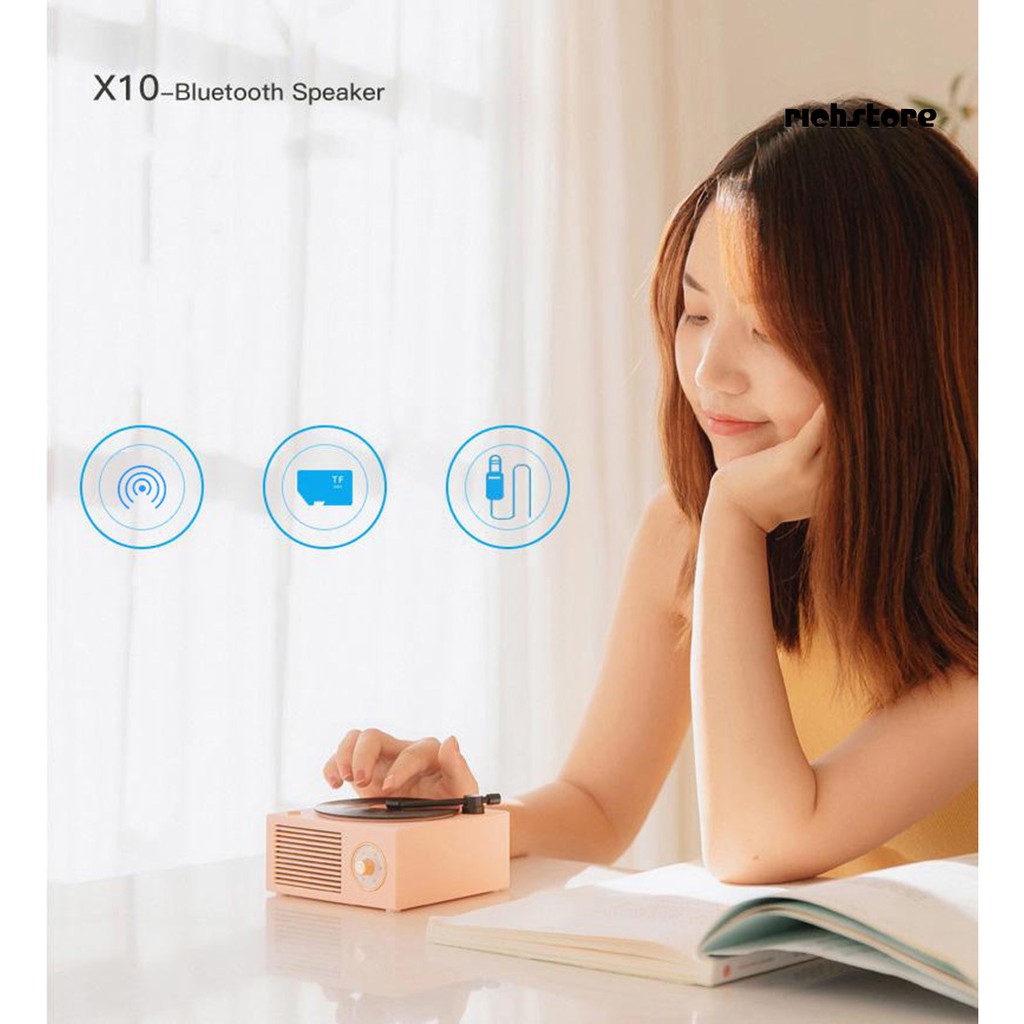 【Ready stock】 Mini Retro Vinyl Record Wireless Bluetooth Speaker Knob Control AUX Music Player