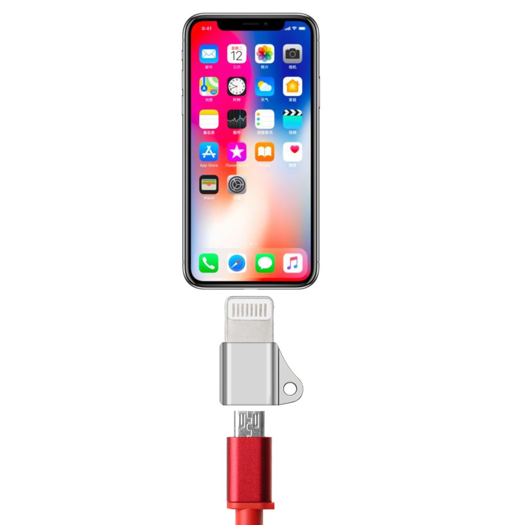 Giắc chuyển đổi từ Micro USB Female sang 8 Pin Male với dây móc khóa cho iPhone iPad