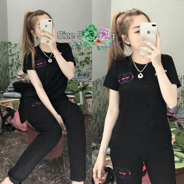 Sét bộ quần dài áo cộc tay, chất vải da cá dày dặn, kiểu dáng trẻ trùn năng động, có bộ màu dsen và màu trắng, quầndai .