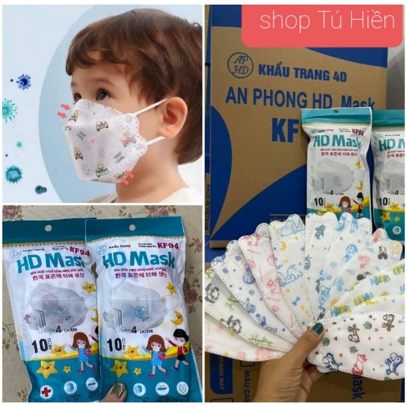 10 chiếc Khẩu Trang KF94 Hàn Quốc Trẻ Em (4-12 tuổi)