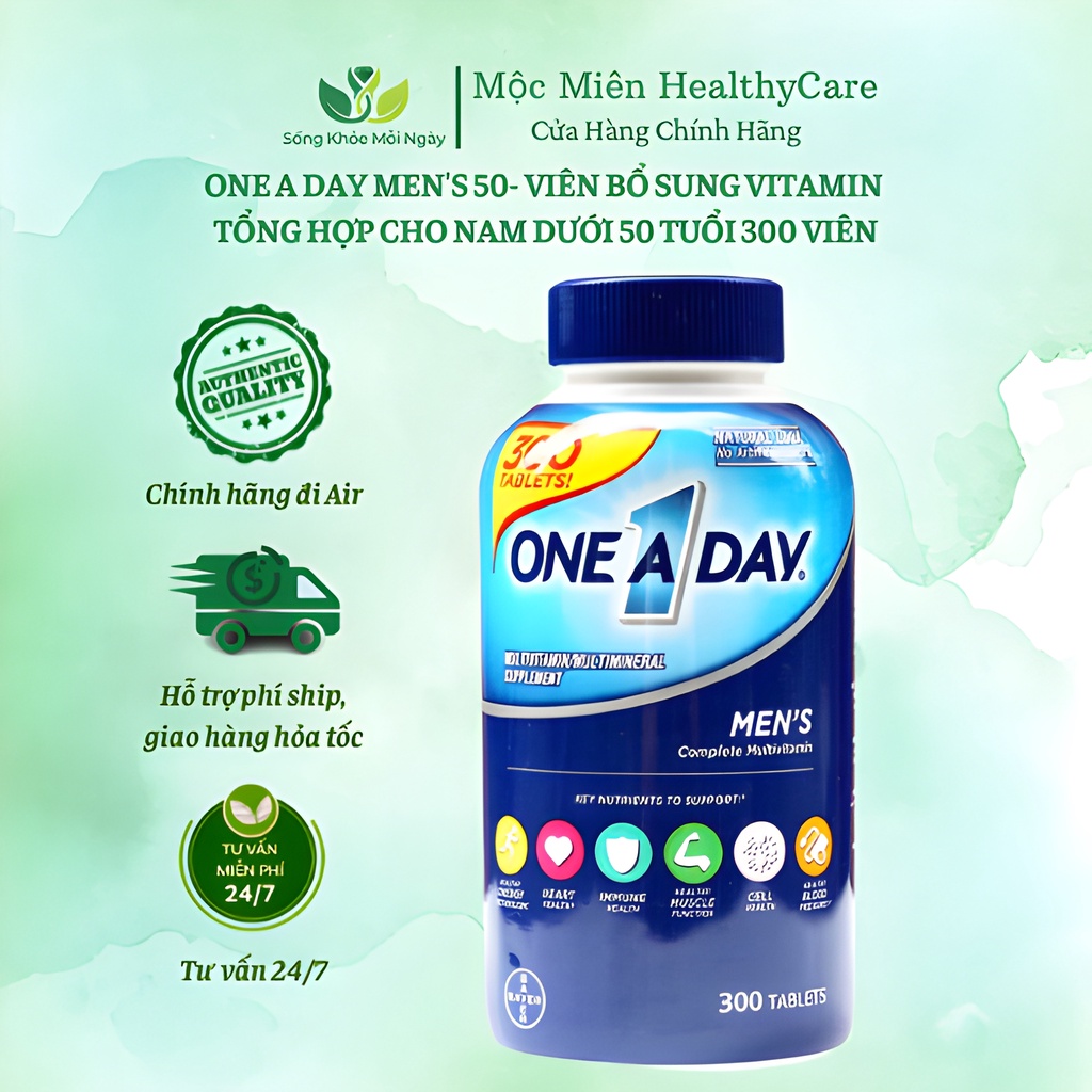 Viên Uống ONE A DAY MULTIVITAMIN 300 Viên Dành Cho Nam Dưới 50 Tuổi