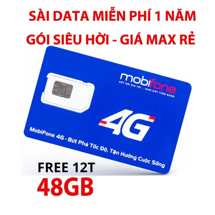 Sim Gói Cước Miễn Phí Full Băng Thông Tặng 48GB Tốc Độ Cao Dùng Trong 12 Tháng