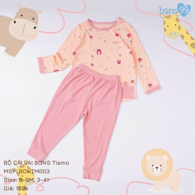 Bon99 -  Bộ dài tay chất tăm cho bé 8-18kg