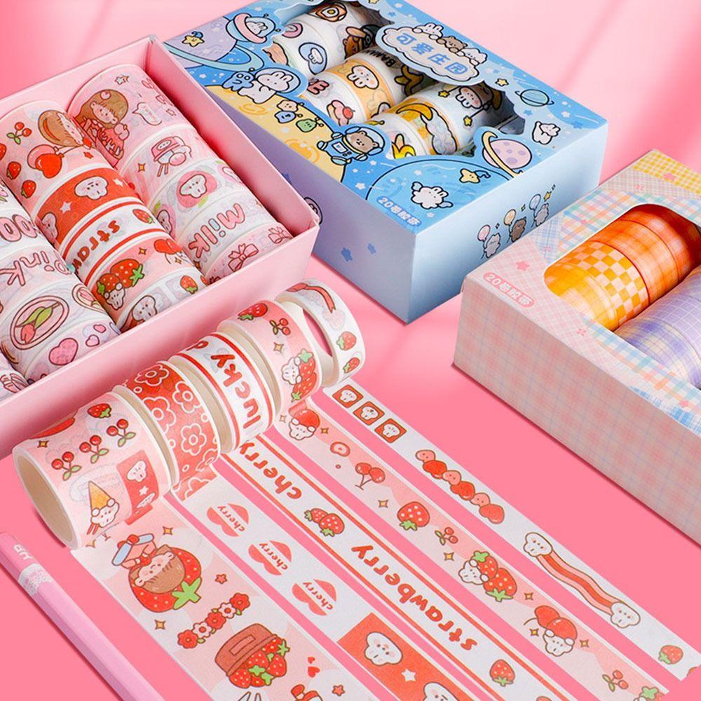 Set 20 Cuộn Băng Keo Nhỏ Màu Cầu Vồng Chất Lượng Cao Dùng Trang Trí Sổ Tay DIY