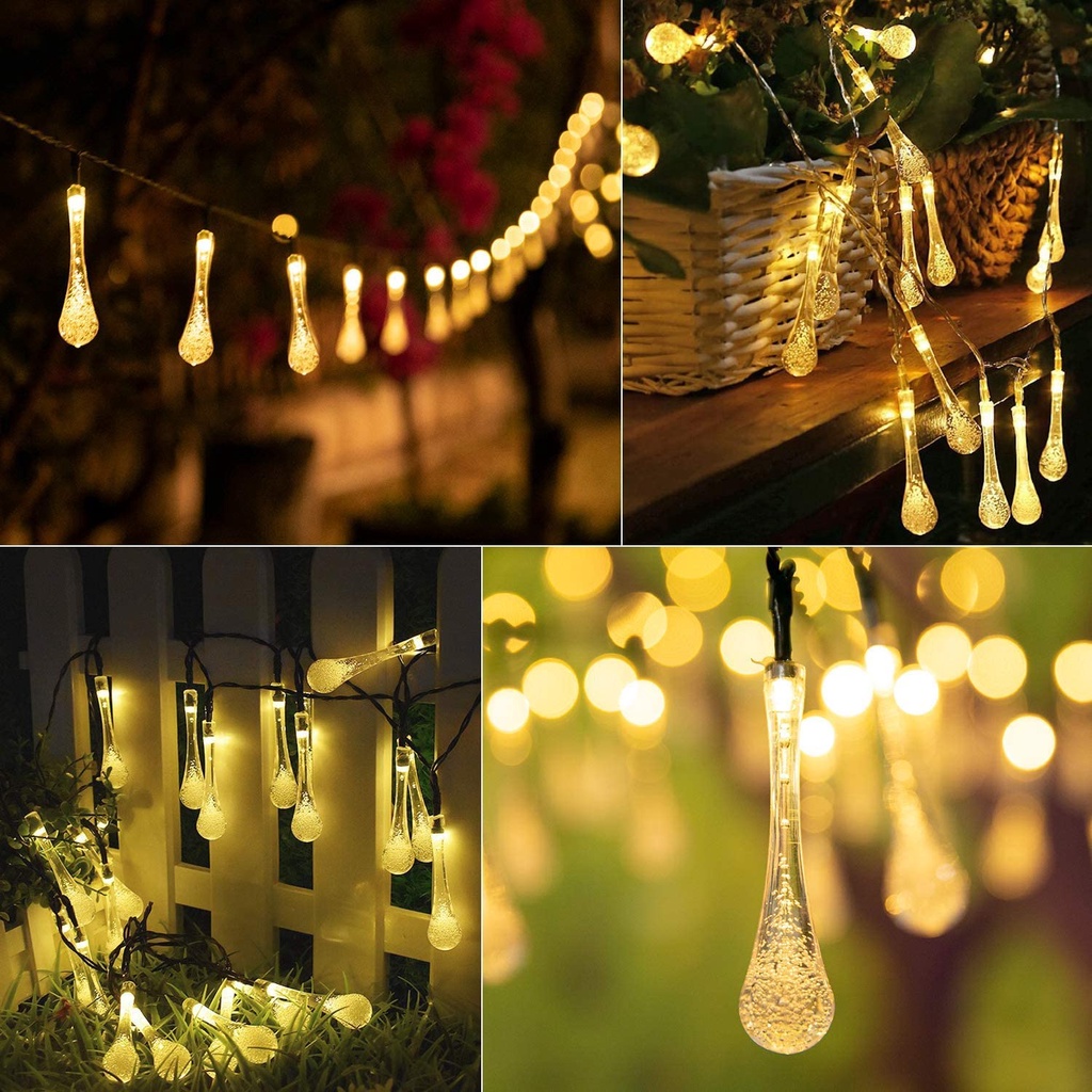 7M50LED Đèn thả nước lượng ánh sáng mặt trời Đèn trang trí Giáng sinh Ánh sáng trang trí sân vườn Ánh sáng không thấm nước 8 Chế độ đèn flash