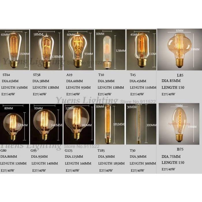 Bóng Edison Retro Vintage Dimmer G95 40w E27