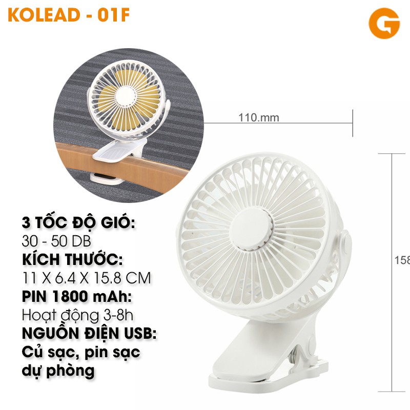 [Video thật,Hàng chính hãng] Quạt mini KOLEAD 2020 ❤Freeship ❤quạt liên tục 8 tiếng với 3 tốc độ gió quay góc 720 độ