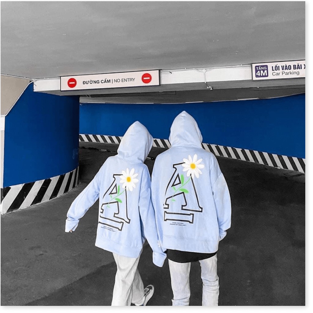ÁO HOODIE NỮ FOM RỘNG HỌA TIẾT CHỮ A HOA CÚC SÀNH ĐIỆU MỚI