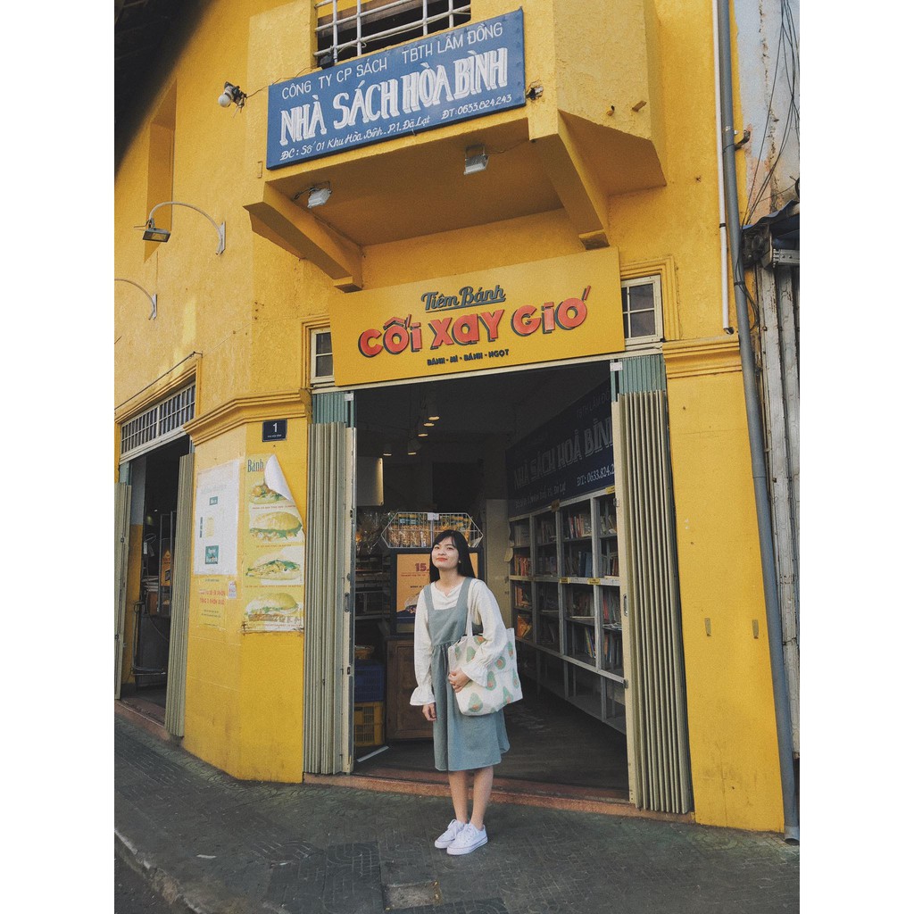 Túi Tote Túi Vải Leo Canvas Bơ Trắng