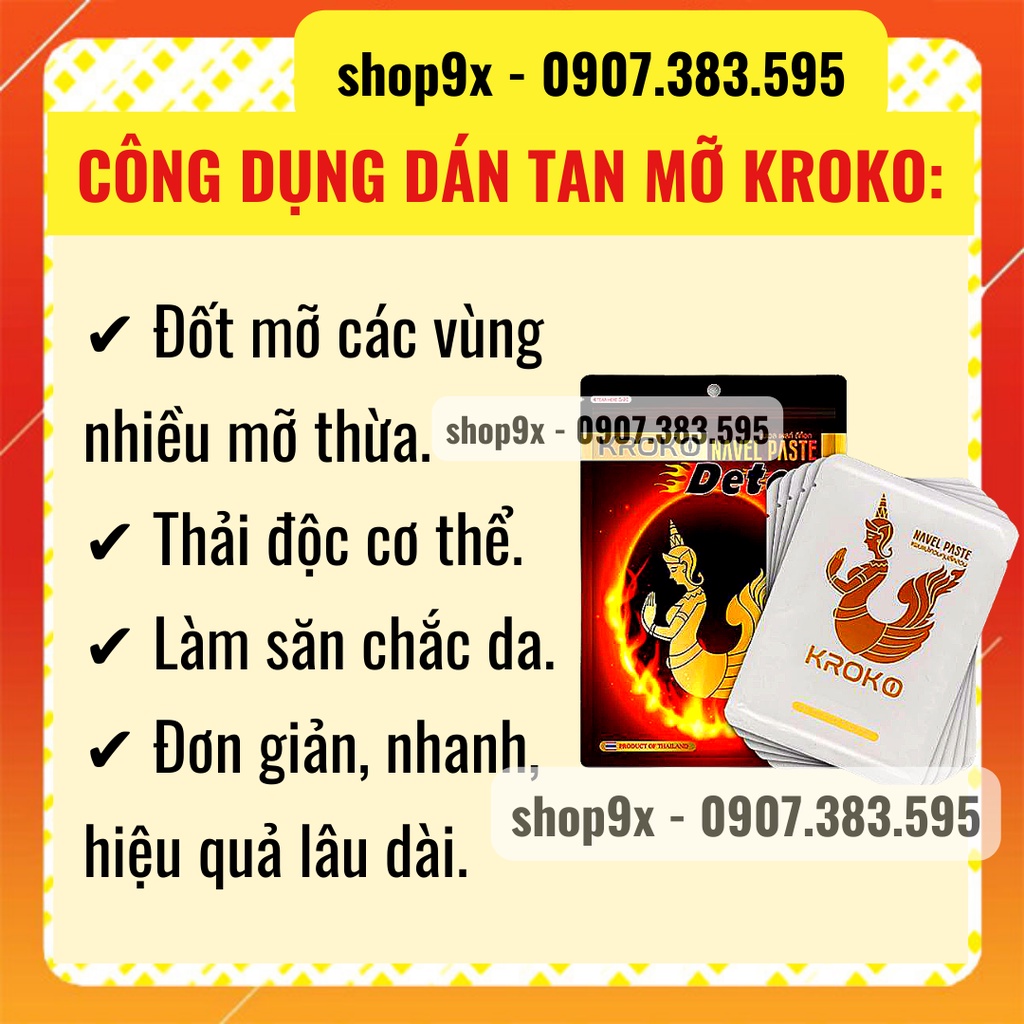 5 Miếng Dán Tan Mỡ Bụng Bắp Tay Bắp Chân Kroko Thái Lan Navel Paste (Chính Hãng)