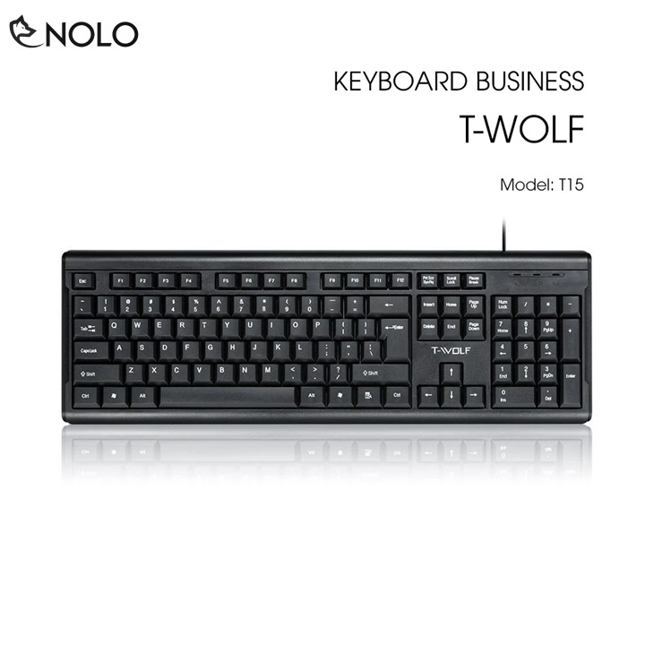 Bàn Phím Dây Wolf T15 Có 104 Phím Kiểu Dáng Doanh Nhân Plug And Play Tương Thích Hệ Điều Hành Windows Và Mac