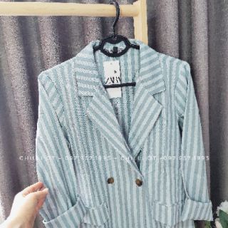 Blazer Kẻ Xanh VNXK ( Ảnh Thật)