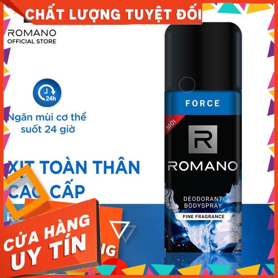 Hộp quà Romano Force: 3 Nước hoa bỏ túi 18ml/chai + Xịt toàn thân 150ml + Lăn 50ml - Tặng kèm áo thun. ShopLEO