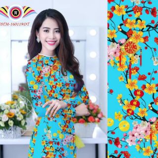 (KÈM HÌNH THẬT)Áo Dài Tết Xuân In 3D Vải Lụa Nhật