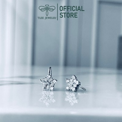 Bông tai bạc nữ TLEE hoa tuyết đính đá dáng cài nữ tính TLEE JEWELRY B0343