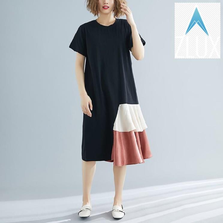 V224 váy big size phom cho người mập qua gối che bụng phối kiểu xinh xắn