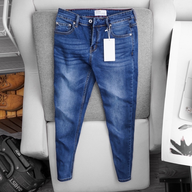 Quần jean nam màu xanh co giãn ôm dáng hàng VNXK cao cấp