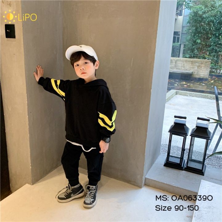 ÁO KHOÁC CHO BÉ , ÁO HOODIE CHO BÉ TAY KẺ VÀNG - OA063